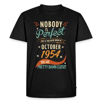 Personne n’est parfait né en octobre 1954 - T-shirt Premium bio Homme - noir - Devant - Nico (187cm)