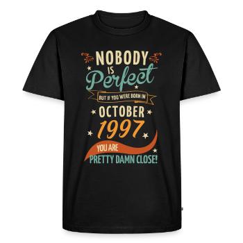 Personne n’est parfait né en octobre 1997 - T-shirt Premium bio Homme - noir - Devant - Nico (187cm)