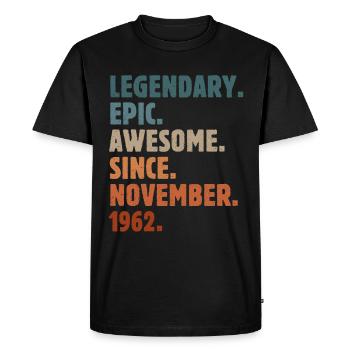 1962 Novembre Vintage Cadeau d’anniversaire - T-shirt Premium bio Homme - noir - Devant - Nico (187cm)