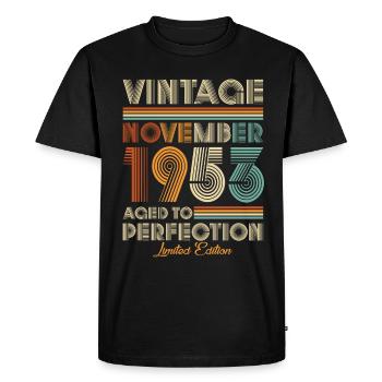 Vintage Aged To Perfection November 1953 - Men's Premium Organic T-Shirt - black - Front - Nico (187cm)