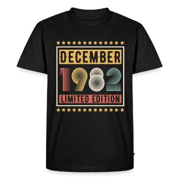 Millésime Décembre 1982 Edition Limitée Anniversaire - T-shirt Premium bio Homme - noir - Devant - Nico (187cm)