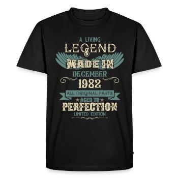 Décembre 1982 Millésime anniversaire - T-shirt Premium bio Homme - noir - Devant - Nico (187cm)