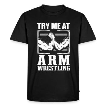 Arm wrestling Armwrestling Arm wrestler - Men's Premium Organic T-Shirt - black - Front - Nico (187cm)