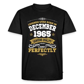Millésime parfaitement vieilli décembre 1965 - T-shirt Premium bio Homme - noir - Devant - Nico (187cm)