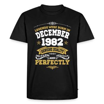 Millésime vieilli parfaitement décembre 1982 - T-shirt Premium bio Homme - noir - Devant - Nico (187cm)