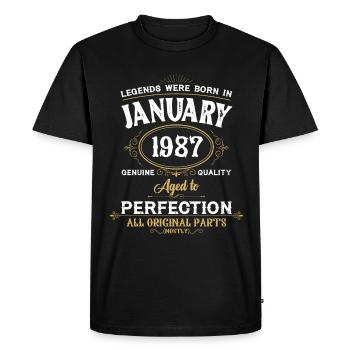 Les légendes sont nées en janvier 1987 - T-shirt Premium bio Homme - noir - Devant - Nico (187cm)