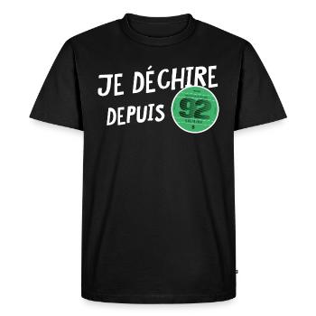 je déchire depuis 92 - Vignette automobile - T-shirt Premium bio Homme - noir - Devant - Nico (187cm)