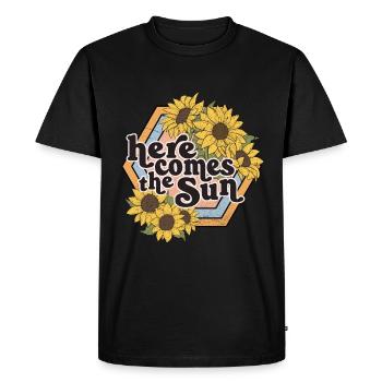 Voici le soleil - Tournesols - T-shirt Premium bio Homme - noir - Devant - Nico (187cm)