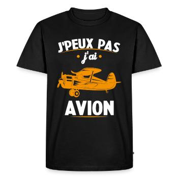 Je peux pas j'ai avion humour aviation Cadeau - T-shirt Premium bio Homme - noir - Devant - Nico (187cm)
