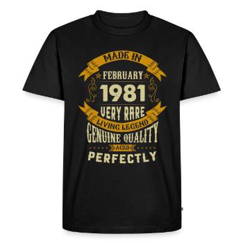 Février 1981 Vintage vintage anniversaire - T-shirt Premium bio Homme - noir - Devant - Nico (187cm)