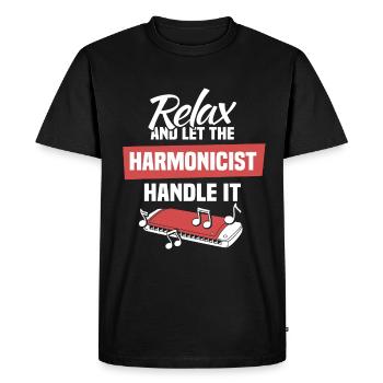 Harmonica funny harmonica player - Men's Premium Organic T-Shirt - black - Front - Nico (187cm)