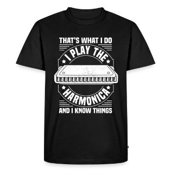Harmonica funny - Men's Premium Organic T-Shirt - black - Front - Nico (187cm)