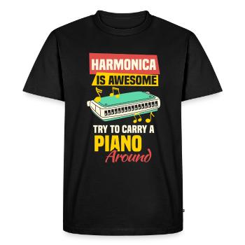 Harmonica funny harmonica player - Men's Premium Organic T-Shirt - black - Front - Nico (187cm)