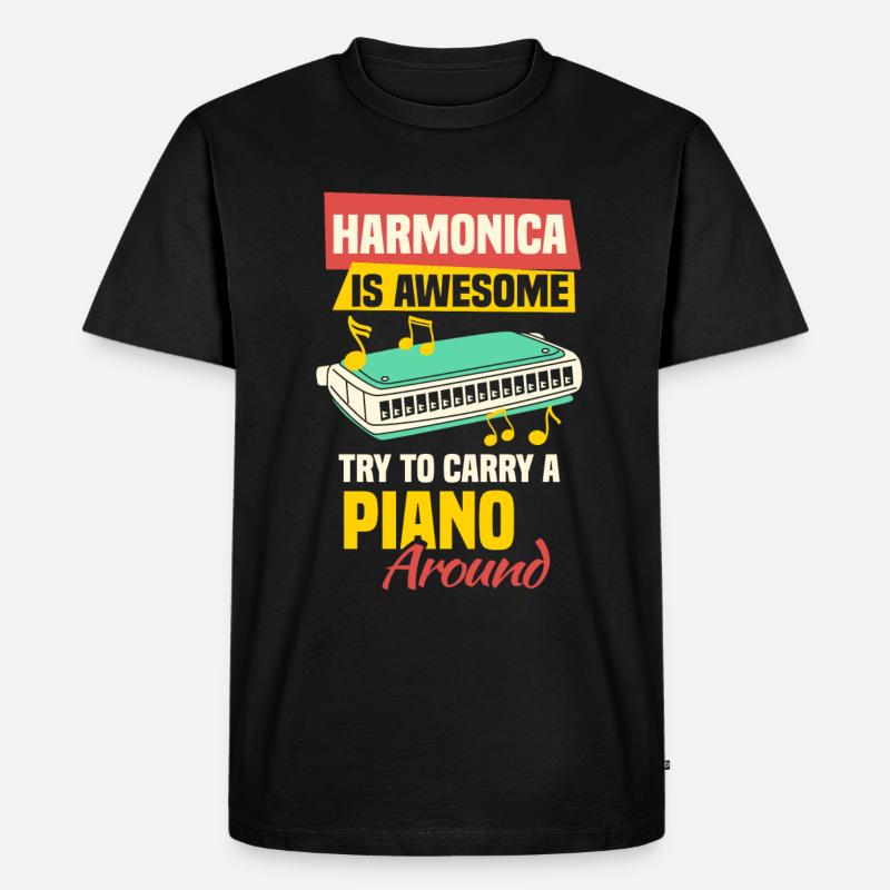 Harmonica funny harmonica player - Men's Premium Organic T-Shirt - black