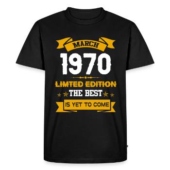 März 1970 Geburtstagsgeschenk - Männer Premium Bio T-Shirt - Schwarz - Vorne - Nico (187cm)