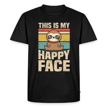 Sloth Funny Happy Face Sarcasm - Men's Premium Organic T-Shirt - black - Front - Nico (187cm)