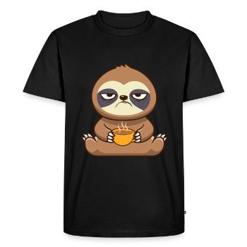 Sloth Coffee Funny Work Colleagues - Men's Premium Organic T-Shirt - black - Front - Nico (187cm)