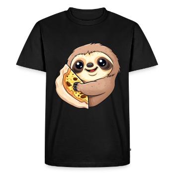 Pizza paresseux Amateur de pizza - T-shirt Premium bio Homme - noir - Devant - Nico (187cm)
