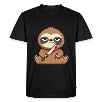 Sloth Misanthrope Morning Muffle - Men's Premium Organic T-Shirt - black - Front - Nico (187cm)