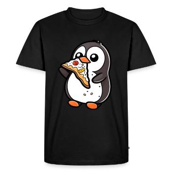 Penguin with Pizza Pizza Lovers - Men's Premium Organic T-Shirt - black - Front - Nico (187cm)