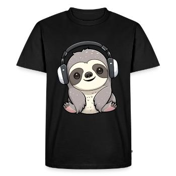 Mignon Sloth Headphone Music Lovers - T-shirt Premium bio Homme - noir - Devant - Nico (187cm)