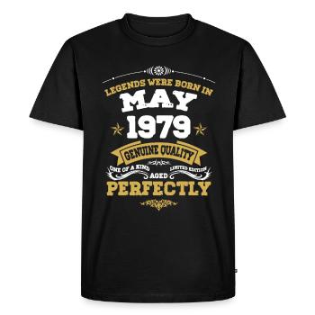Vintage Aged To Perfection May 1979 - Men's Premium Organic T-Shirt - black - Front - Nico (187cm)