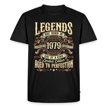 Né en 1979 Legends Vintage Anniversaire - T-shirt Premium bio Homme - noir - Devant - Nico (187cm)