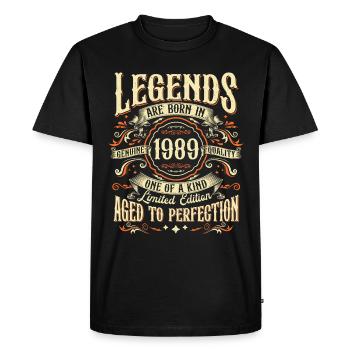 Vintage né 1989 Légendes Vintage Anniversaire - T-shirt Premium bio Homme - noir - Devant - Nico (187cm)
