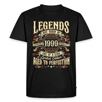 Vintage Born 1999 Legends Vintage Birthday - Men's Premium Organic T-Shirt - black - Front - Nico (187cm)
