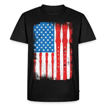 July 4 USA Flute - Men's Premium Organic T-Shirt - black - Front - Nico (187cm)