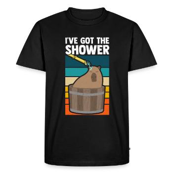 Capybara Douche Capybara Drôle - T-shirt Premium bio Homme - noir - Devant - Nico (187cm)
