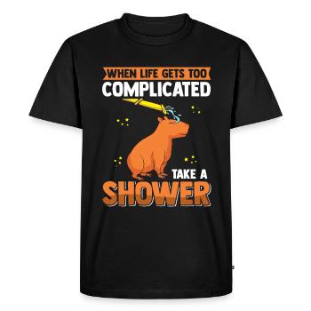 Capybara Shower Capybara Funny Rodent - Men's Premium Organic T-Shirt - black - Front - Nico (187cm)