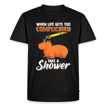 Capybara Shower Capybara Pet - Men's Premium Organic T-Shirt - black - Front - Nico (187cm)