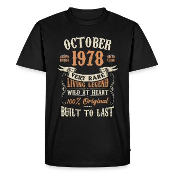 Octobre 1978 Cadeau d’anniversaire - T-shirt Premium bio Homme - noir - Devant - Nico (187cm)