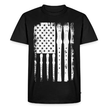Flûte drapeau des États-Unis - T-shirt Premium bio Homme - noir - Devant - Nico (187cm)
