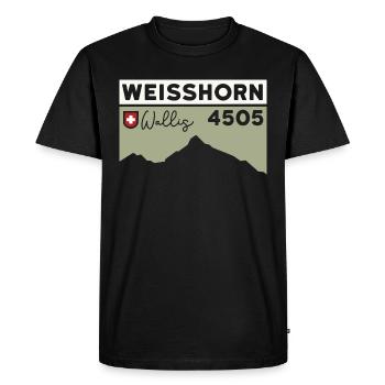 Weisshorn Valais High Tour Mountain Guide Ascent - Men's Premium Organic T-Shirt - black - Front - Nico (187cm)