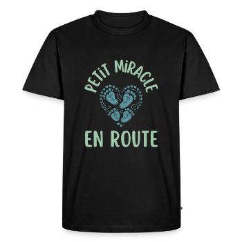 petit miracle cadeau annonce grossesse famille - T-shirt Premium bio Homme - noir - Devant - Nico (187cm)