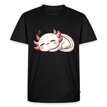 Axolotl Kawaii Chemise de sommeil Relax - T-shirt Premium bio Homme - noir - Devant - Nico (187cm)
