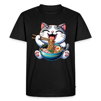 Ramen Soup Anime Neko Cat - Men's Premium Organic T-Shirt - black - Front - Nico (187cm)