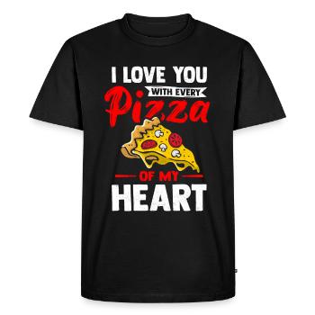 Saint-Valentin Funny Pizza Love Pizza Slice - T-shirt Premium bio Homme - noir - Devant - Nico (187cm)