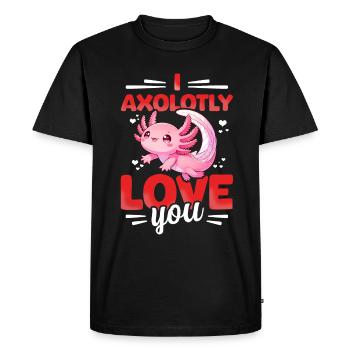Sweet Axolotl Heart Valentine's Day - Men's Premium Organic T-Shirt - black - Front - Nico (187cm)