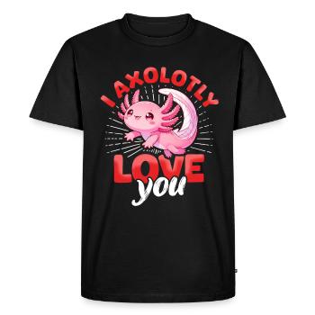 Axolotl Valentine's Day In Love Love - Men's Premium Organic T-Shirt - black - Front - Nico (187cm)