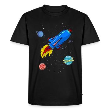 Rocket, Space, Planets, Stars - Men's Premium Organic T-Shirt - black - Front - Nico (187cm)