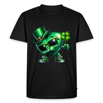 Fête de la Saint-Patrick irlandais Dabbing Coeur Shamrock - T-shirt Premium bio Homme - noir - Devant - Nico (187cm)