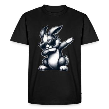 Easter Cool Bunny Easter Bunny Dabbing - Men's Premium Organic T-Shirt - black - Front - Nico (187cm)