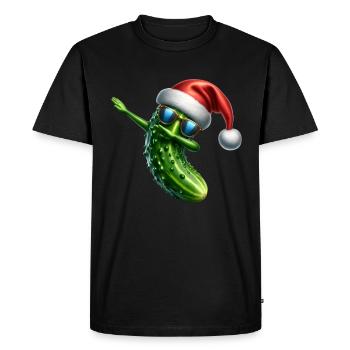 Gurke Santa Hat Weihnachten Dabbing - Männer Premium Bio T-Shirt - Schwarz - Vorne - Nico (187cm)