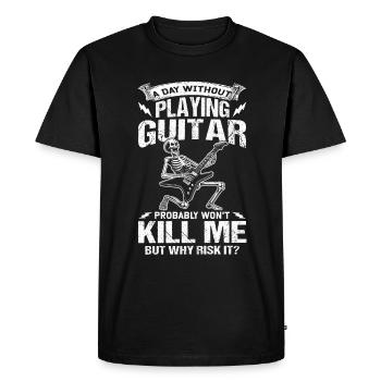 Funny guitarist rock and roll guitar - Men's Premium Organic T-Shirt - black - Front - Nico (187cm)
