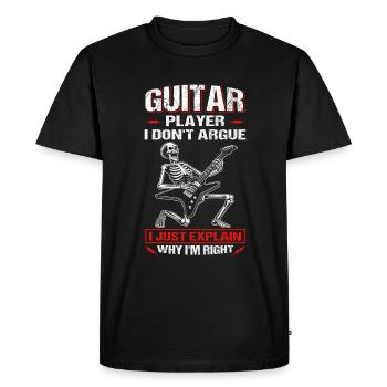 Funny Guitarist Guitar Skeleton - Men's Premium Organic T-Shirt - black - Front - Nico (187cm)