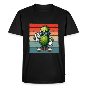 Concombre aigre Rétro Concombre Pouces vers le bas - T-shirt Premium bio Homme - noir - Devant - Nico (187cm)