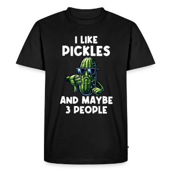 Concombre aigre Rétro Concombre Pouces vers le bas - T-shirt Premium bio Homme - noir - Devant - Nico (187cm)